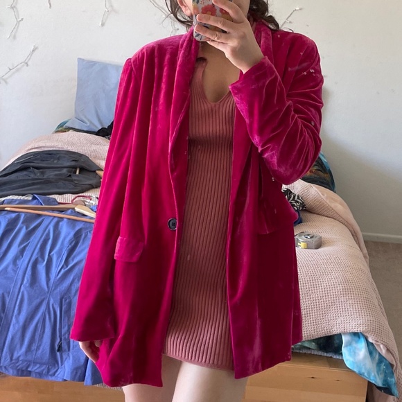 Endless Rose Fuchsia Oversized Velvet Blazer Size S (NWOT) - Picture 3 of 16